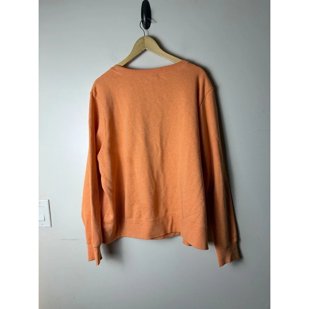 Nike Sweatshirt Womens 2X Orange Logo Front Pullover 80% Cotton